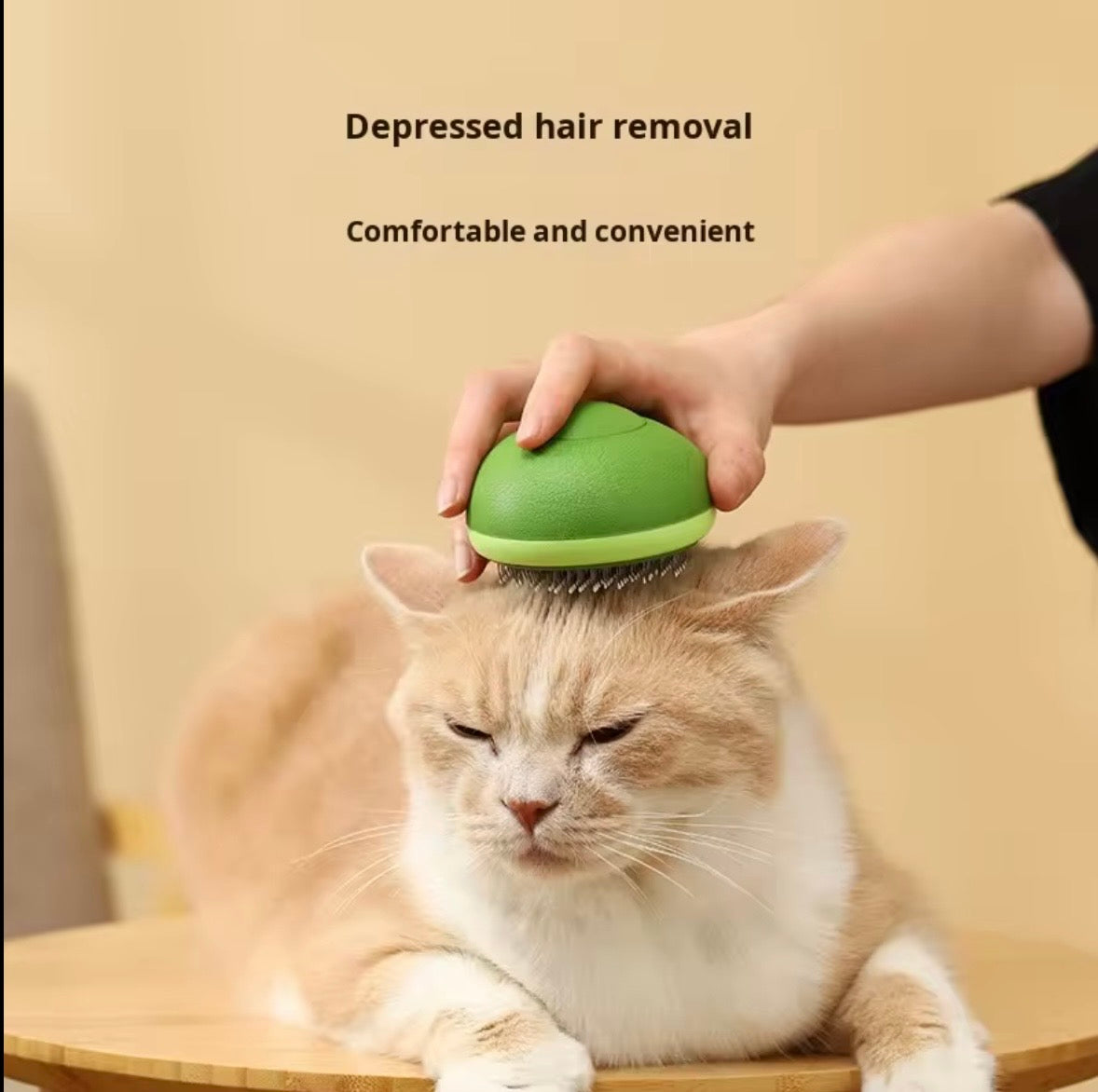 avocado-shaped 2-in-1 pet grooming brush designed for de-shedding and massaging dogs and cats.