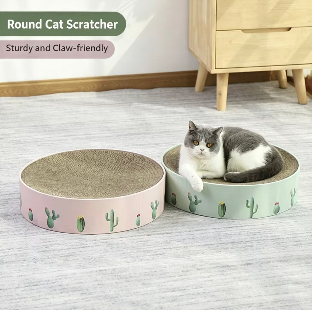 MIAOFAIRY cactus-patterned round cat scratcher bed