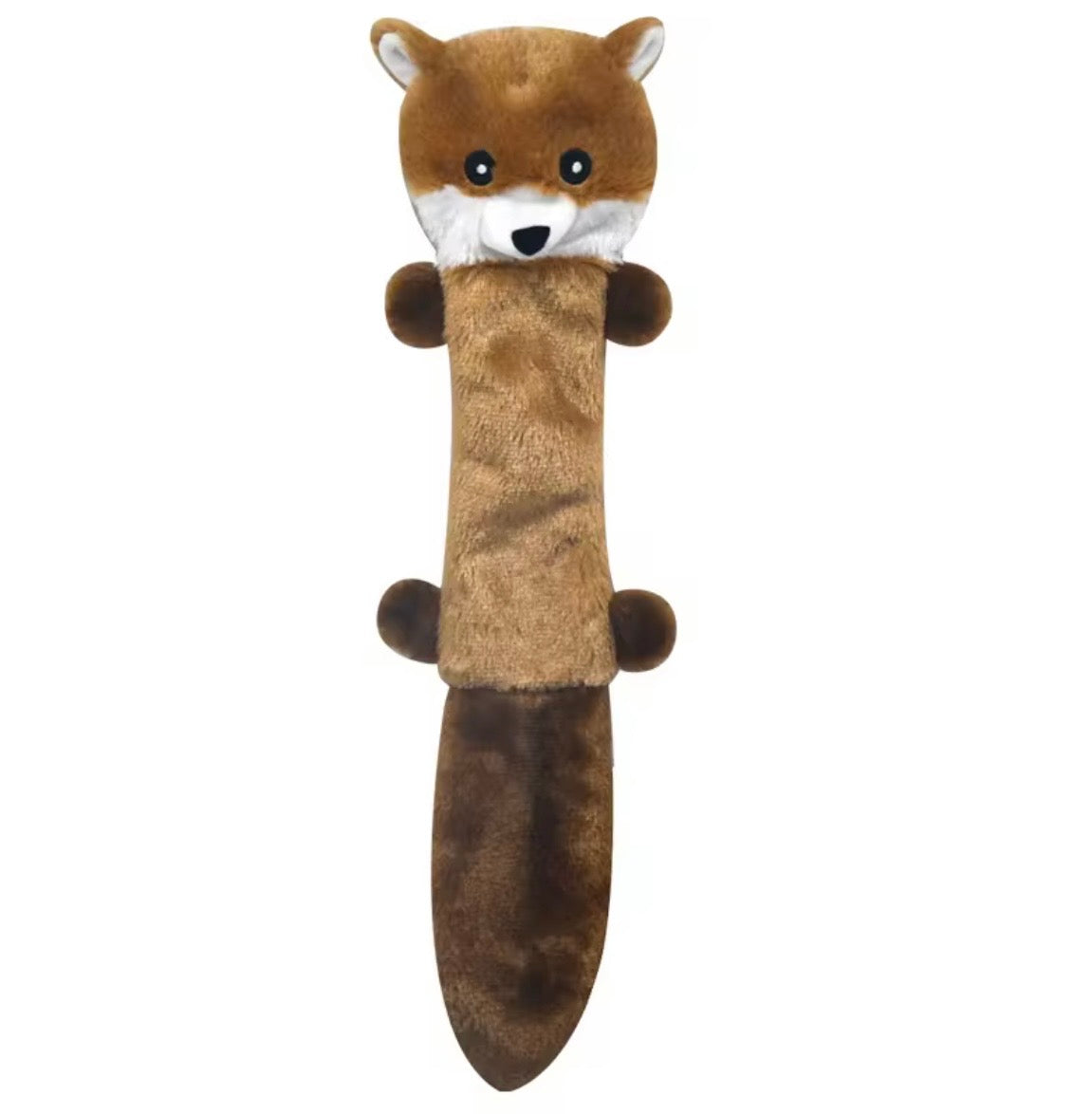 ZippyPaws Skinny Peltz 3-pack large, unstuffed squeaky dog toy featuring a fox, raccoon, and squirre