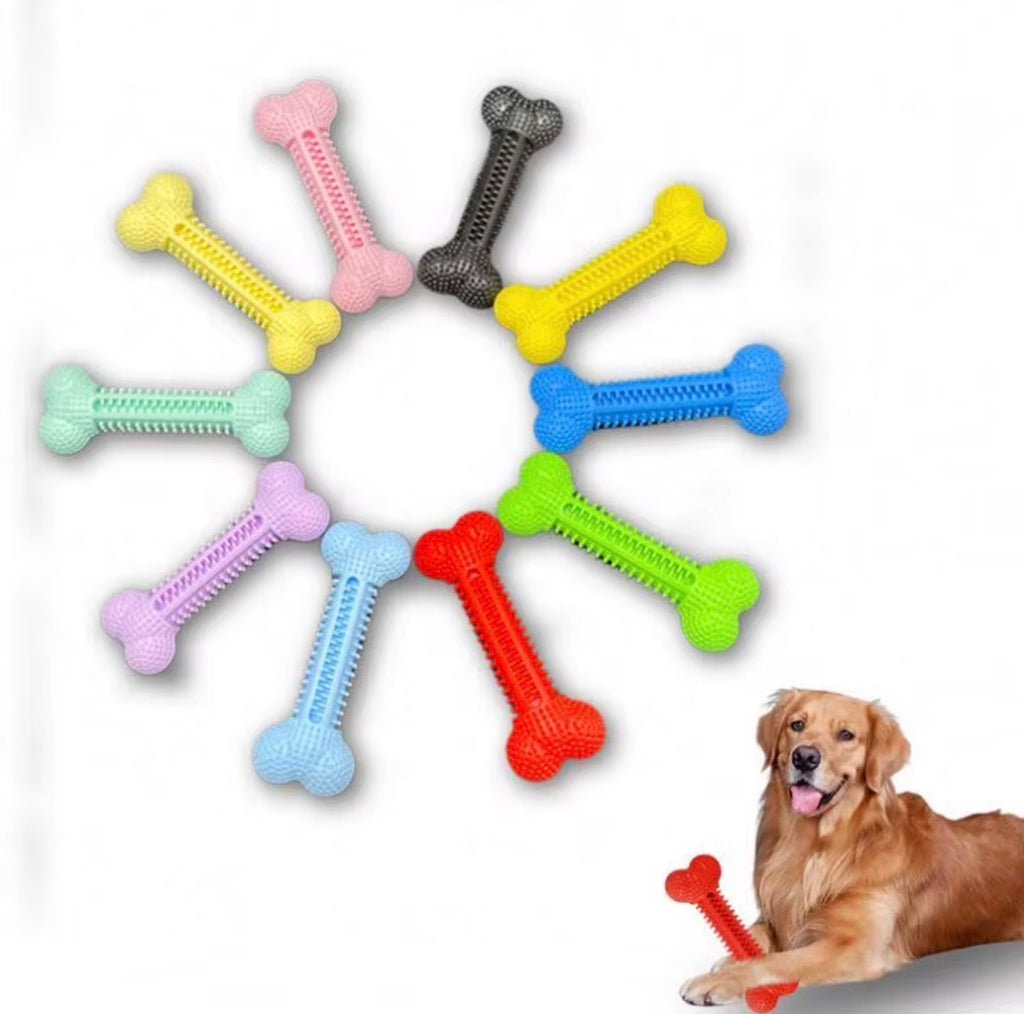 colorful textured natural rubber dog chew toy.
