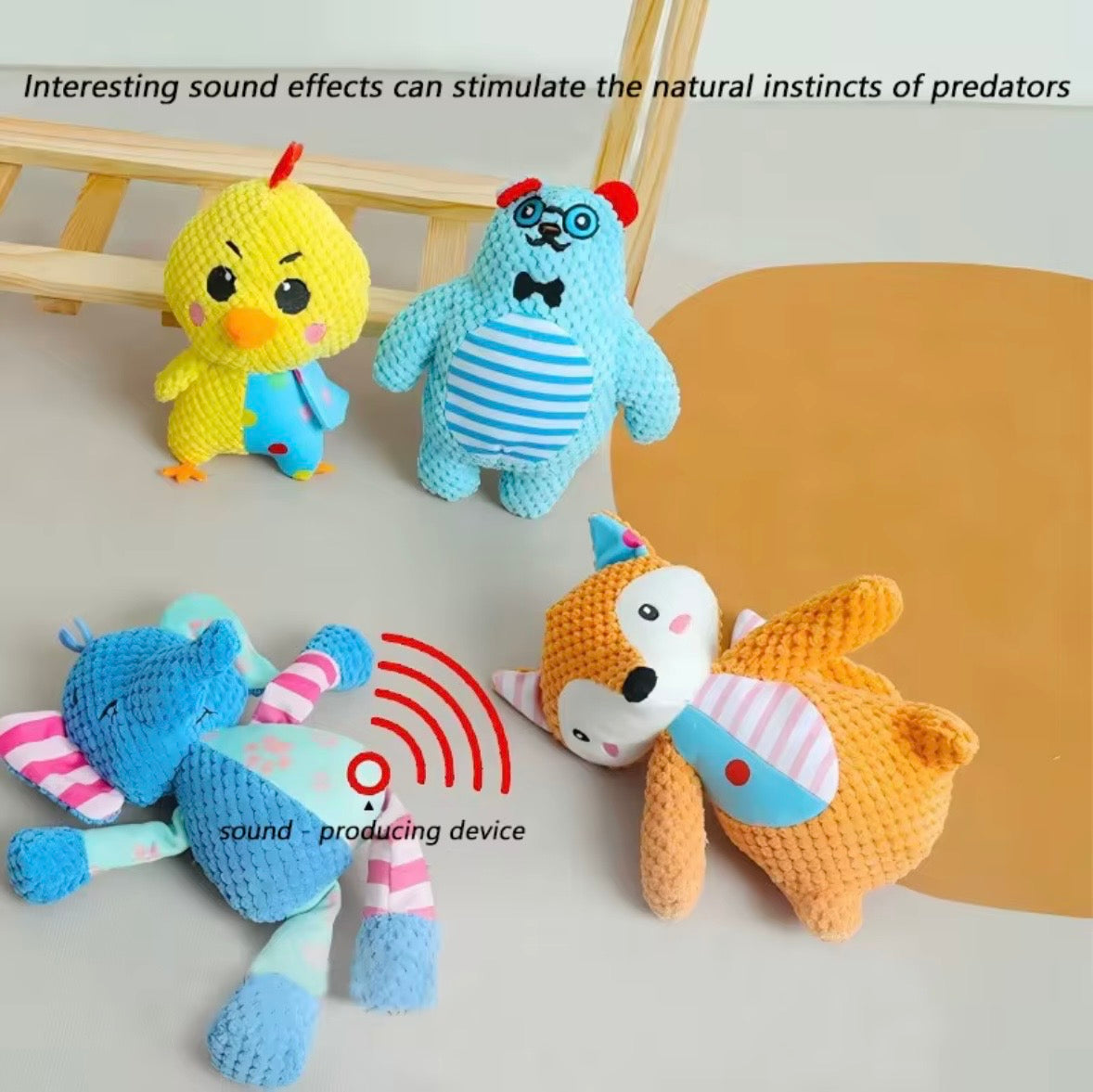 These are assorted BLULILY plush squeaky pet toys made from textured corduroy fabric.