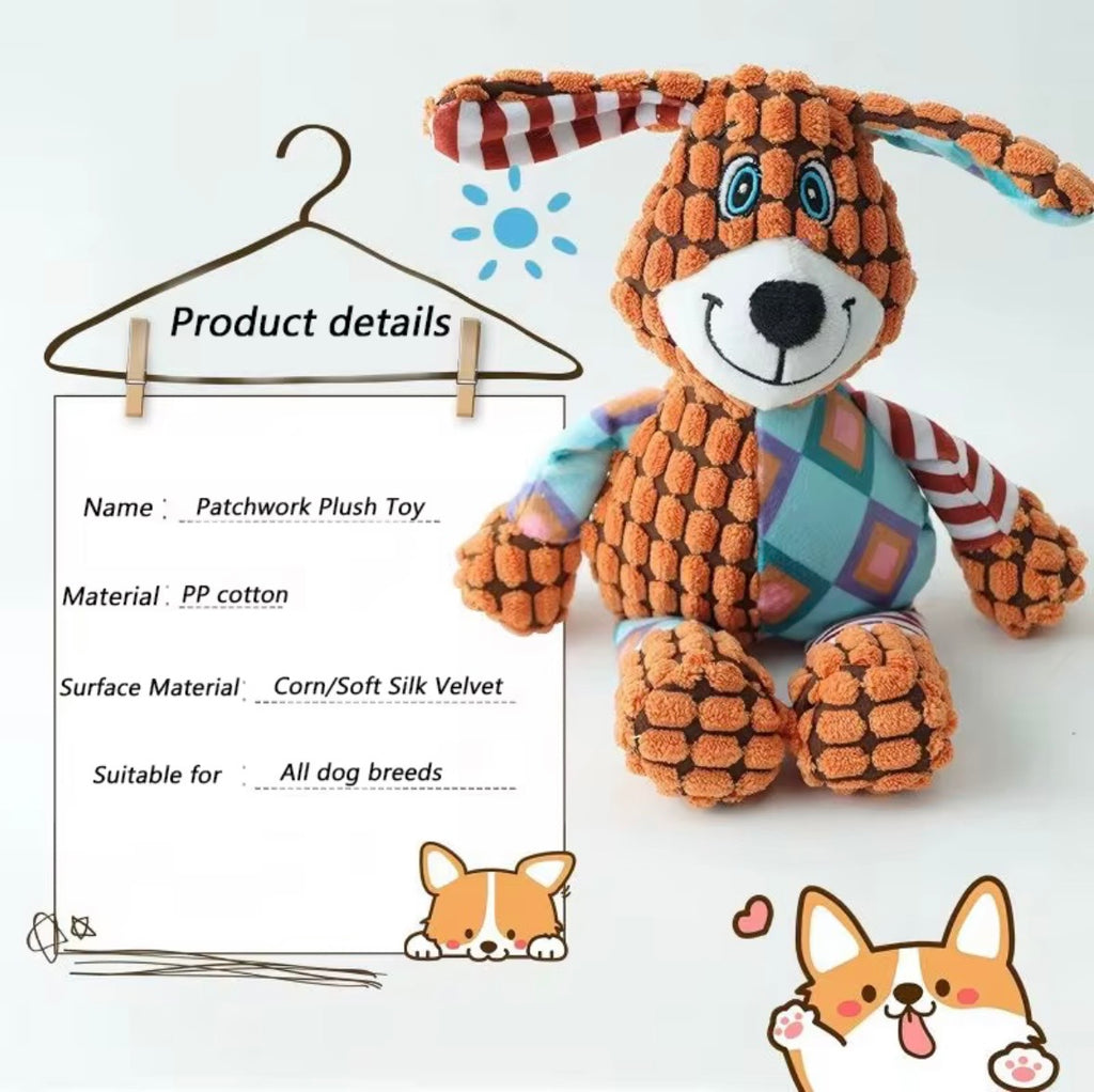 These are assorted BLULILY plush squeaky pet toys made from textured corduroy fabric.