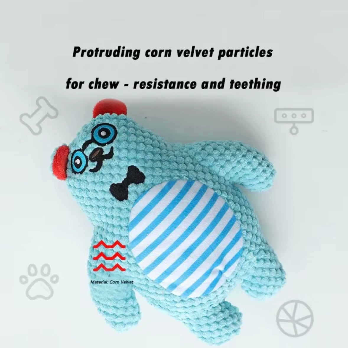 These are assorted BLULILY plush squeaky pet toys made from textured corduroy fabric.