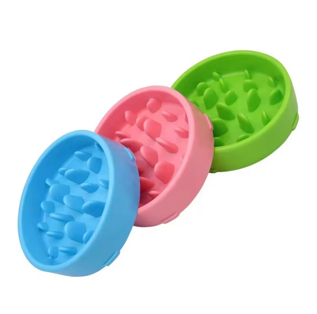 This is a silicone slow feeder dog bowl designed to prevent fast eating and choking