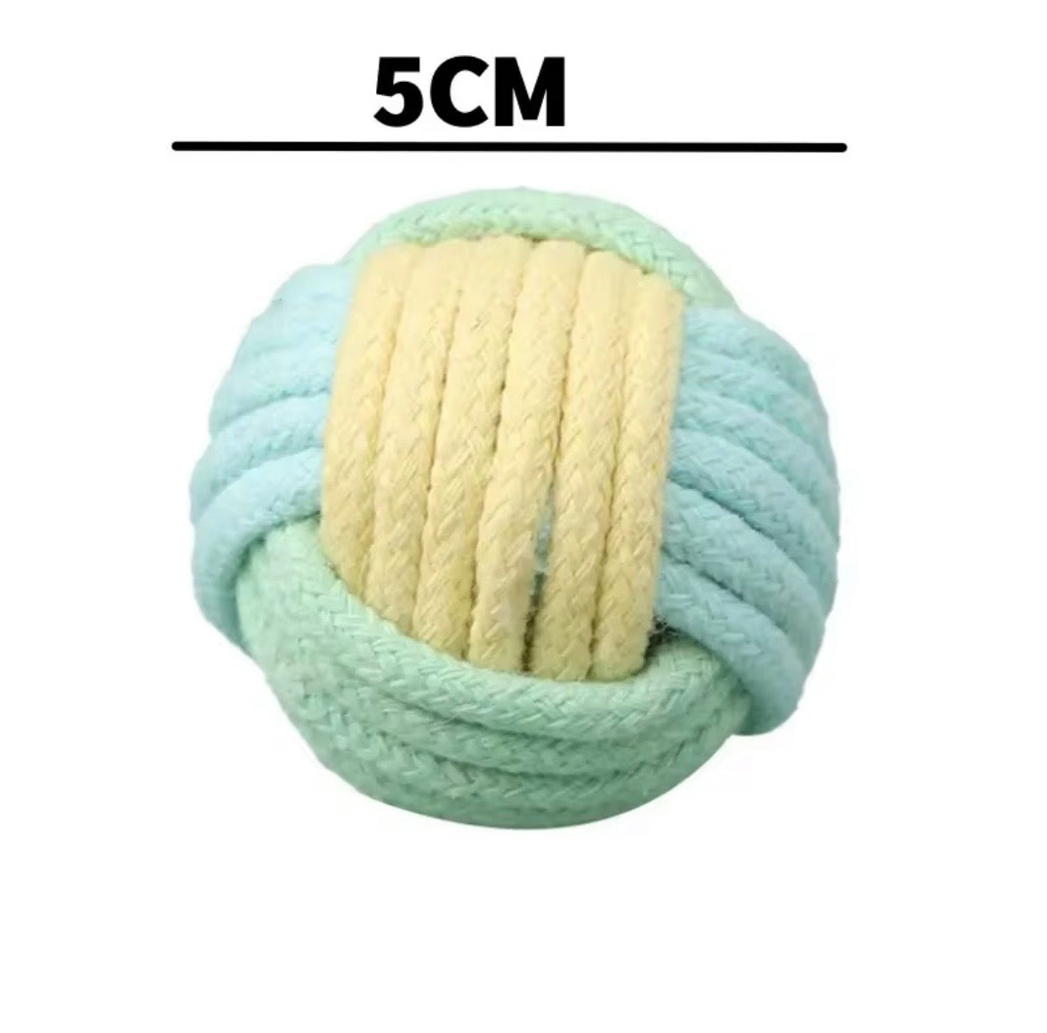 These are cotton rope cat toy balls featuring a macaron-inspired color palette.