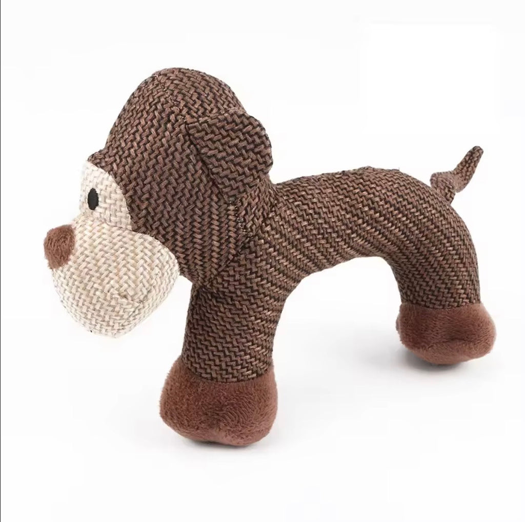grey plush elephant squeaky dog toy made of textured, pet-safe fabric