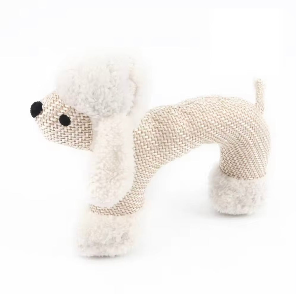 grey plush elephant squeaky dog toy made of textured, pet-safe fabric