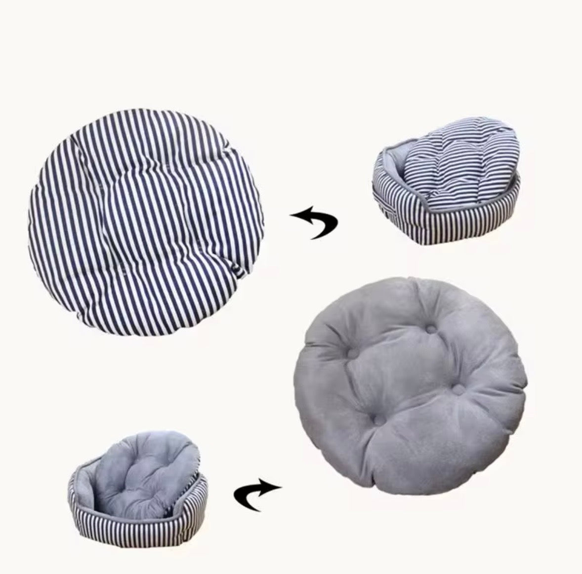 Happy Care Textiles stripe printing poly-cotton cozy round pet bed