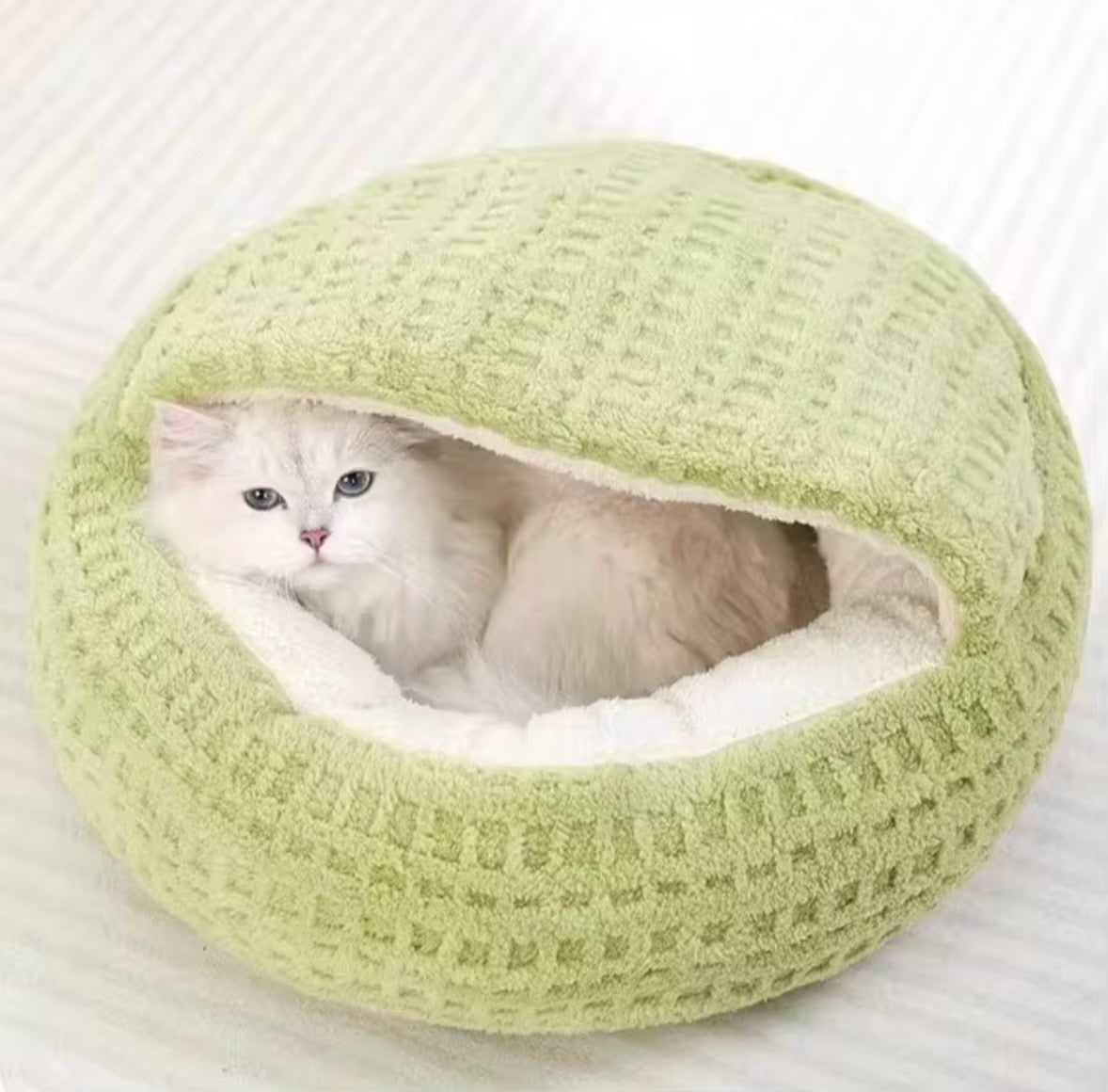 typical hooded or semi-enclosed cat beds often marketed as "winter warm" nests