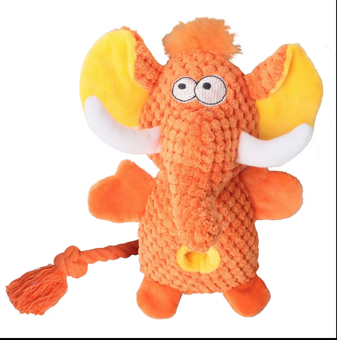 Silly Snouts Elephant Treat-Hiding Plush dog toys available in vibrant colors.