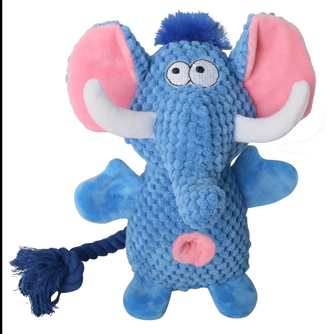 Silly Snouts Elephant Treat-Hiding Plush dog toys available in vibrant colors.