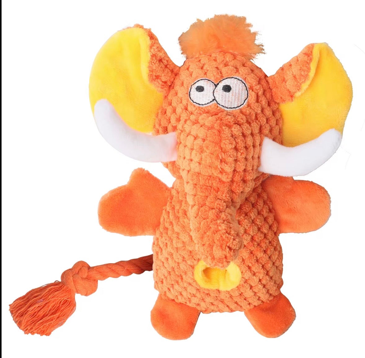 Silly Snouts Elephant Treat-Hiding Plush dog toys available in vibrant colors.