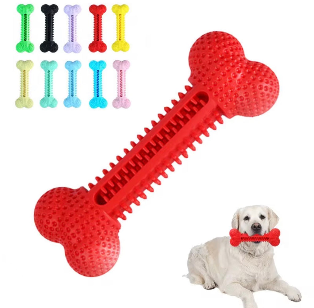 colorful textured natural rubber dog chew toy.